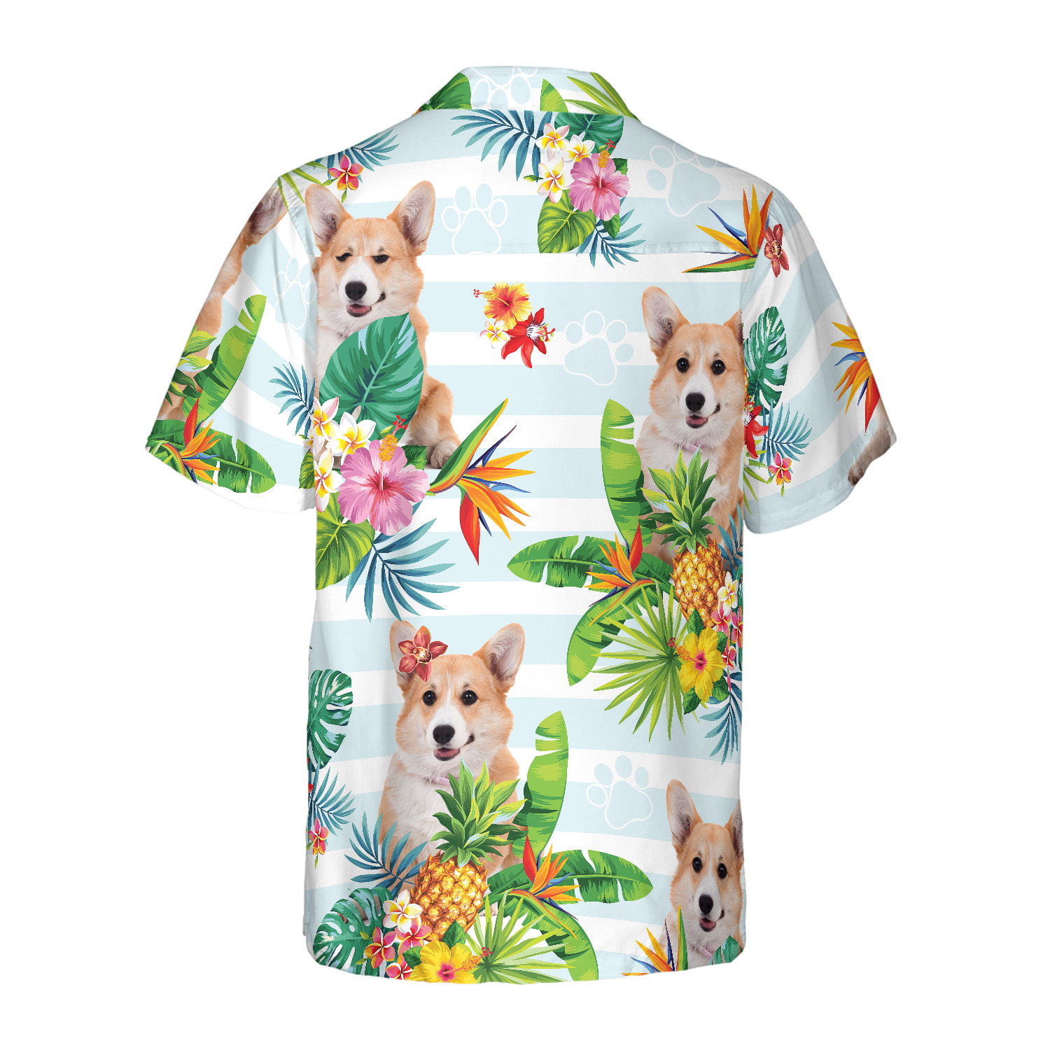 Tropical Flower With Corgi Hawaiian Shirt - Hyperfavor