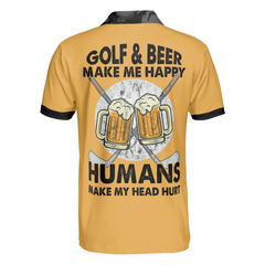 Golf & Beer Make Me Happy Polo Shirt, Funny Drinking Golf Polo Shirt For Men, Best Beer Golf Polo Shirt - Hyperfavor