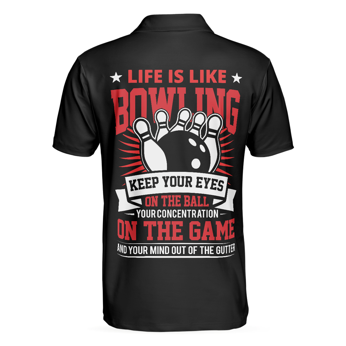 Life Is Like Bowling Keep Your Eyes On The Balls Bowling Polo Shirt, Black Flame Bowling Ball Polo Shirt For Men - Hyperfavor