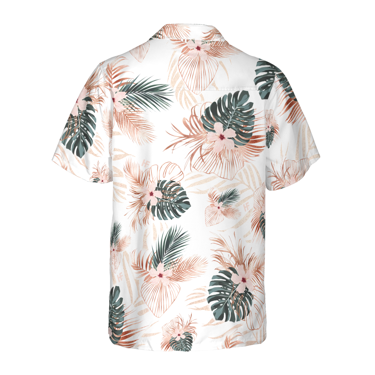 Rose Gold Tropical Palm Leaves Hawaiian Shirt - Hyperfavor