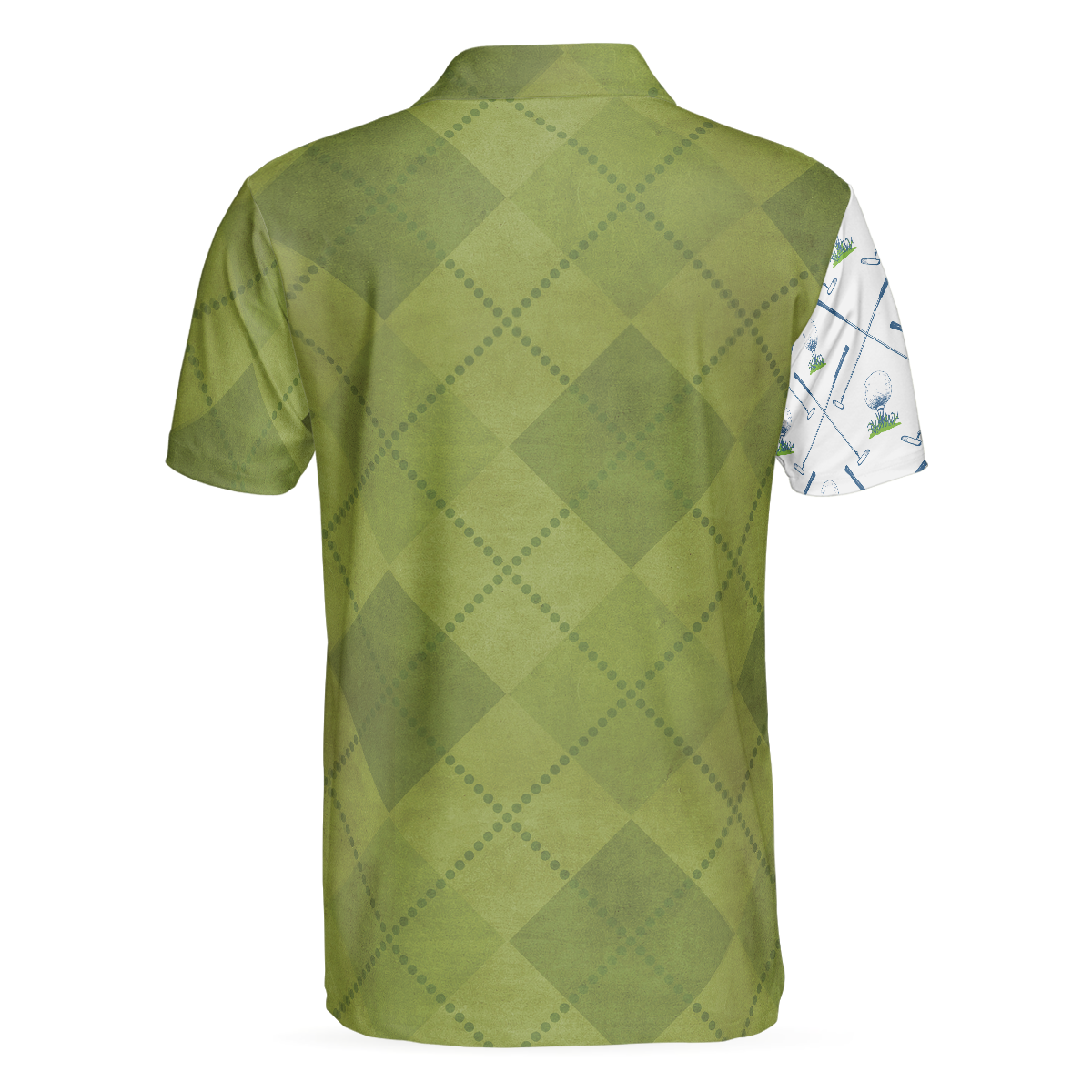 Golf Pattern Green And White Polo Shirt, Golf Club Argyle Pattern Skull Polo Shirt, Best Golf Shirt For Men - Hyperfavor