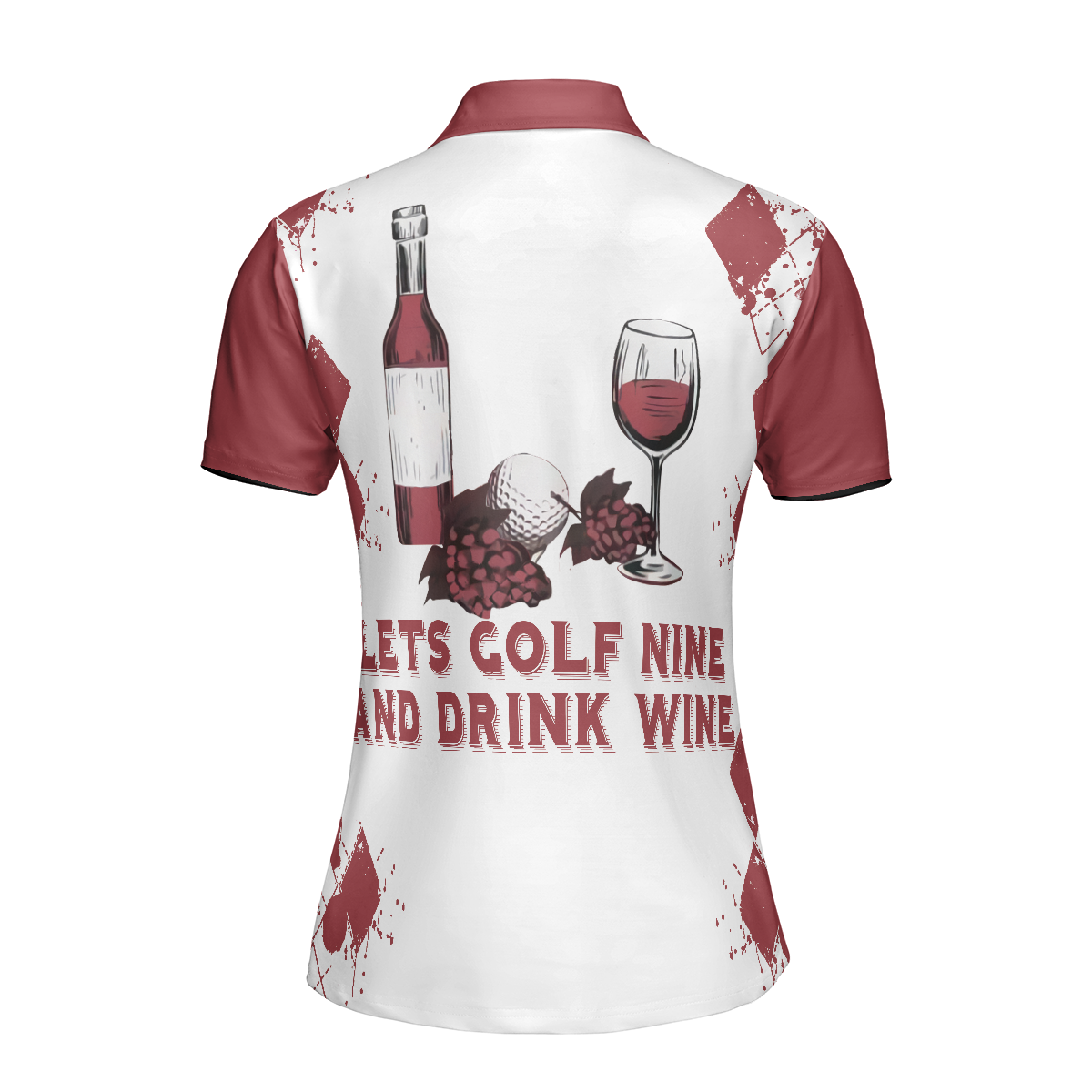 Golf Nine And Drink Wine Short Sleeve Women Polo Shirt - Hyperfavor