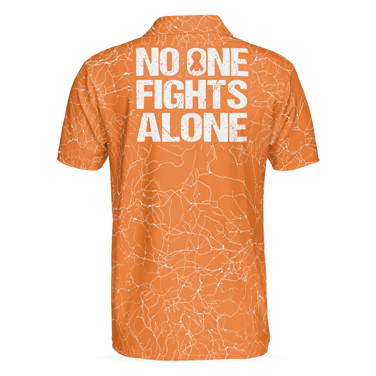 No One Fights Alone MS Awareness Polo Shirt, Multiple Sclerosis Awareness Ribbon Polo Shirt, MS Awareness Shirt For Men - Hyperfavor