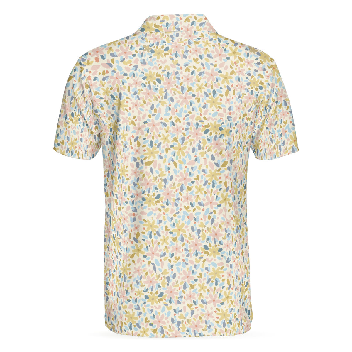 Crayon Flowers Pattern Polo Shirt For Men - Hyperfavor