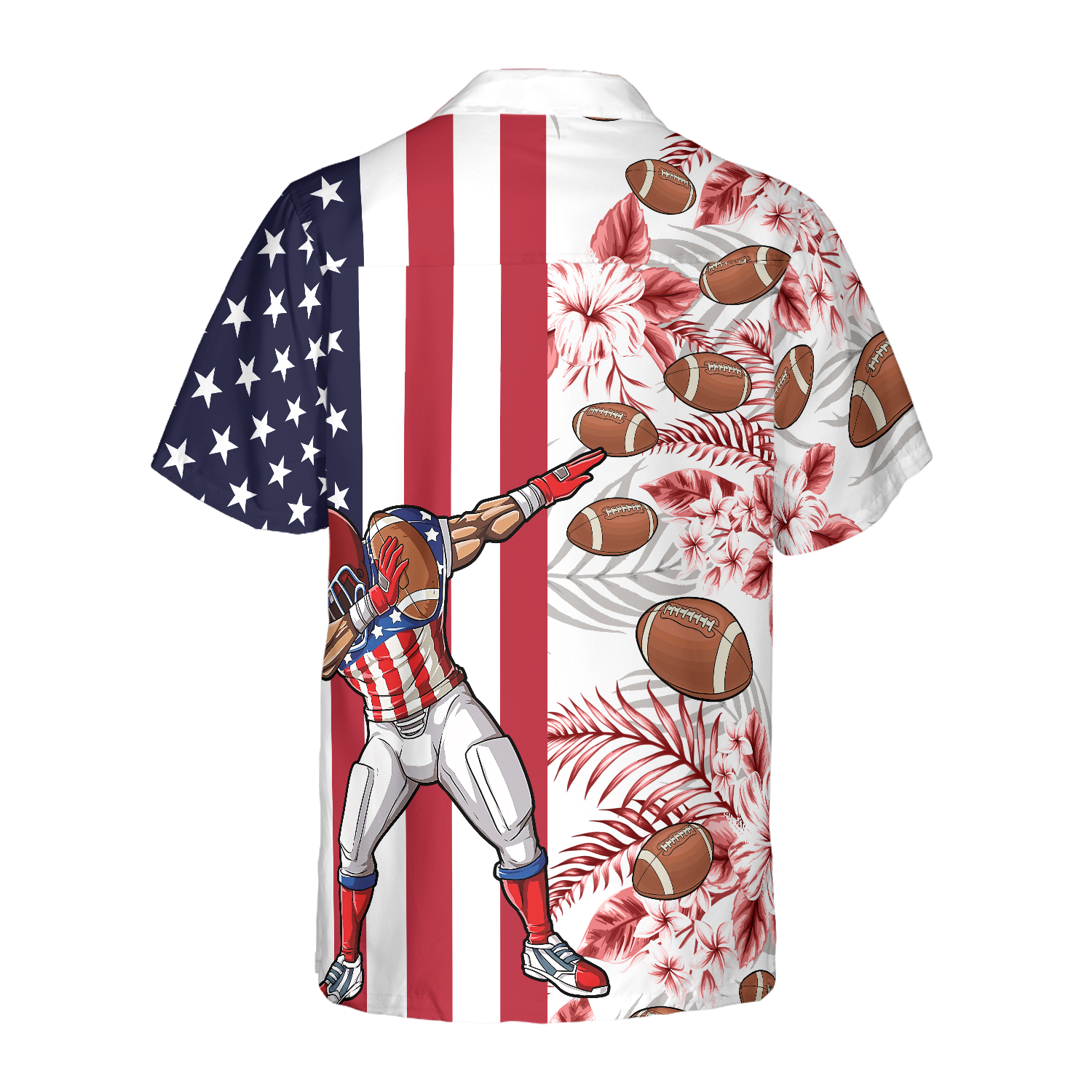 Dabbing Football American Flag Tropical Hawaiian Shirt - Hyperfavor