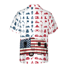 Campervan American Flag Hawaiian Shirt - Hyperfavor