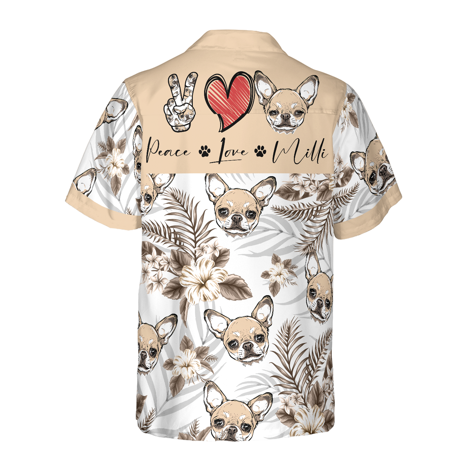 Personalized Peace Love Chihuahua Custom Hawaiian Shirt - Hyperfavor