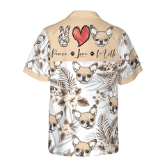 Personalized Peace Love Chihuahua Custom Hawaiian Shirt - Hyperfavor