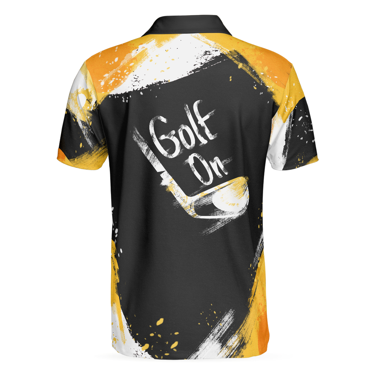 Golf On Artistic Black and Gold Crayon Strokes Short Sleeve Polo Shirt, Golf Shirt For Men - Hyperfavor