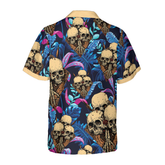 Skull Tropical Palm Leaves Background Hawaiian Shirt - Hyperfavor