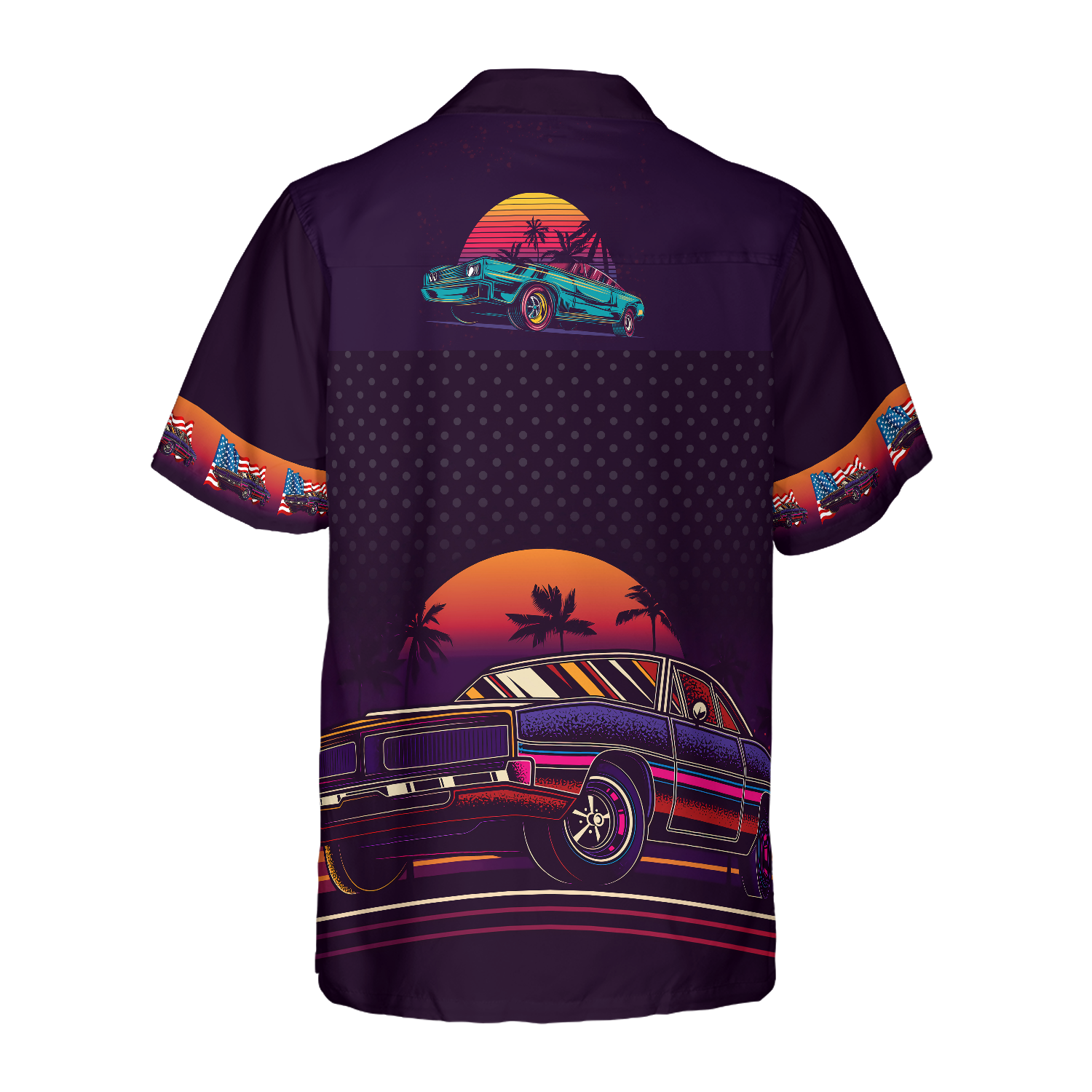 Vintage Neon Muscle Car Hawaiian Shirt - Hyperfavor