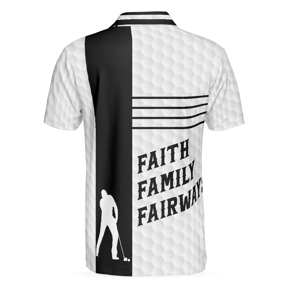 Faith Family Fairways American Flag Golf Polo Shirt, Black And White Golf Shirt For Men - Hyperfavor