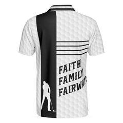 Faith Family Fairways American Flag Golf Polo Shirt, Black And White Golf Shirt For Men - Hyperfavor