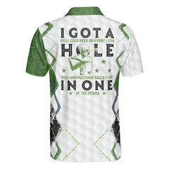 I Got A Cold Beer On Every Hole In One Golf Polo Shirt, Green Argyle Golf Shirt For Men, Best Drinking Golf Shirt - Hyperfavor