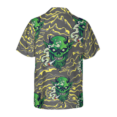 Gothic Satan Smokes Green Thing Hawaiian Shirt, Goth Hawaiian Shirt For Men And Women - Hyperfavor