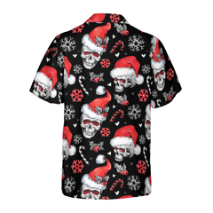 Christmas Skulls With Candy Canes Christmas Hawaiian Shirt, Skull Christmas Hawaiian Shirt For Men - Hyperfavor