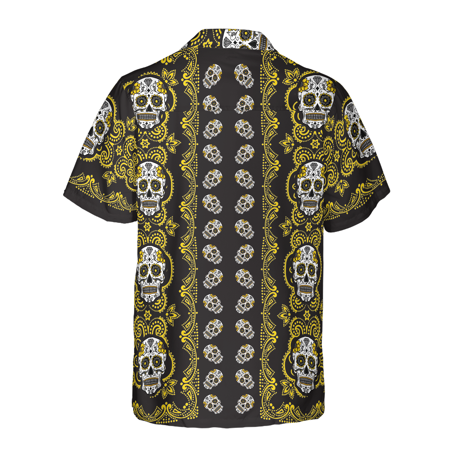 Yellow Sugar Skull Hawaiian Shirt - Hyperfavor