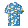 Swans And Ducks Swimming Hawaiian Shirt, Sky Blue Animals And Floral Hawaiian Shirt - Hyperfavor