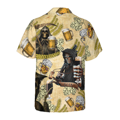 The Death Loves Beer Hawaiian Shirt, Best Gift For Beer Lovers - Hyperfavor