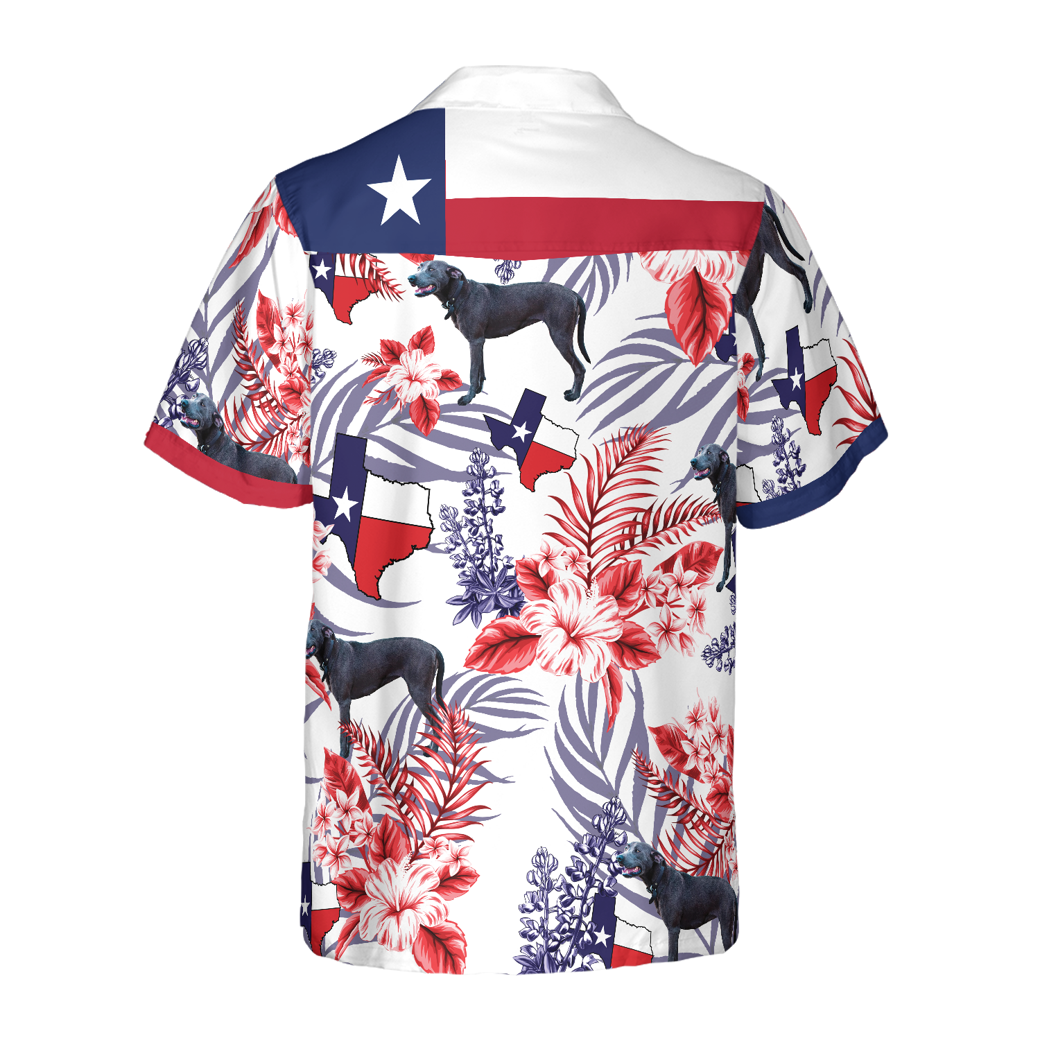 Bluebonnet Texas Hawaiian Shirt Blue Lacy Dog Version, Button Down Floral and Flag Texas Shirt, Proud Texas Shirt For Men - Hyperfavor