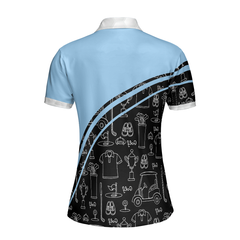 Golf Girl In Black And Blue Seamless Pattern Golf Short Sleeve Women Polo Shirt, Cool Golf Shirt For Ladies - Hyperfavor