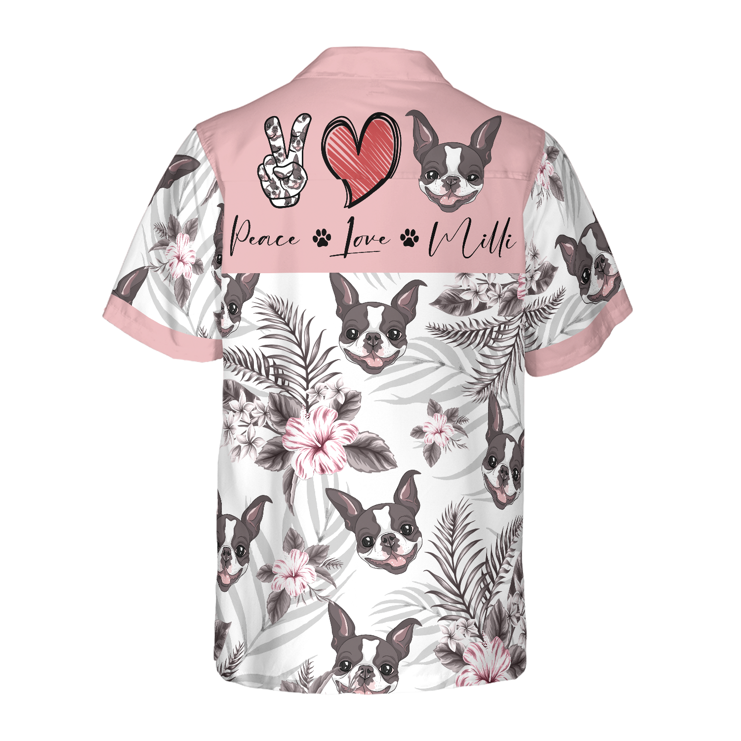 Personalized Peace Love Boston Terrier Custom Hawaiian Shirt - Hyperfavor