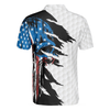 Skull American Ripped Golf Polo Shirt, White American Flag Polo Shirt, Patriotic Golf Shirt For Men - Hyperfavor