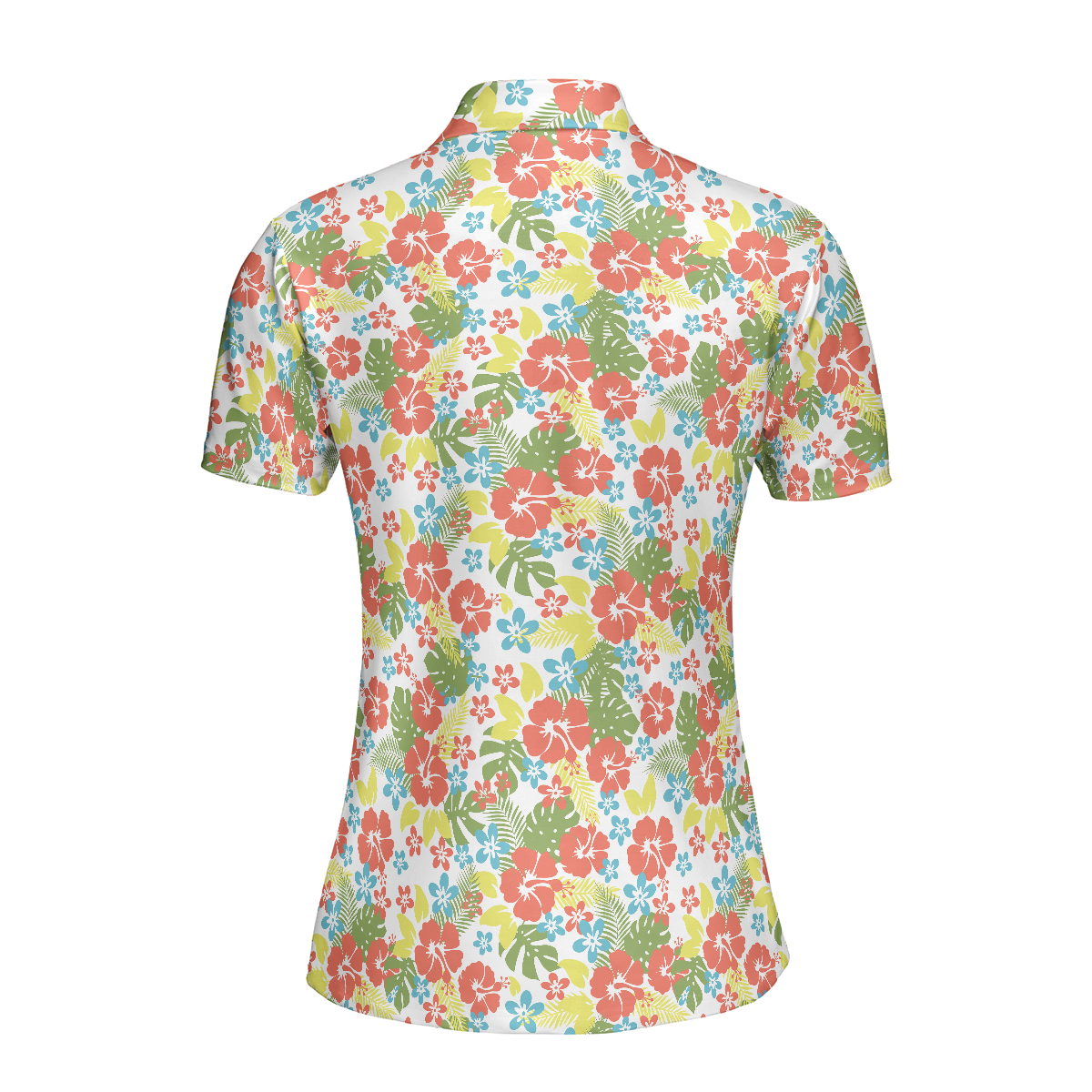 Tropical Flowers Pattern Short Sleeve Women Polo Shirt - Hyperfavor