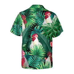 Tropical White Rooster Hawaiian Shirt - Hyperfavor