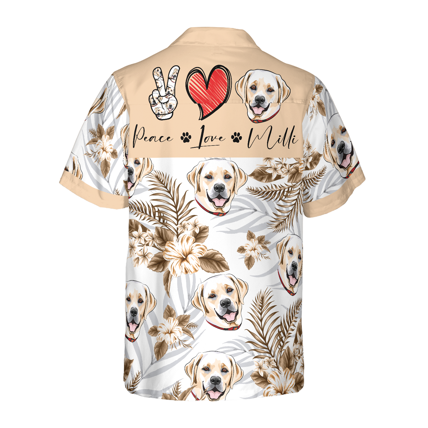 Personalized Peace Love Labrador Custom Hawaiian Shirt - Hyperfavor