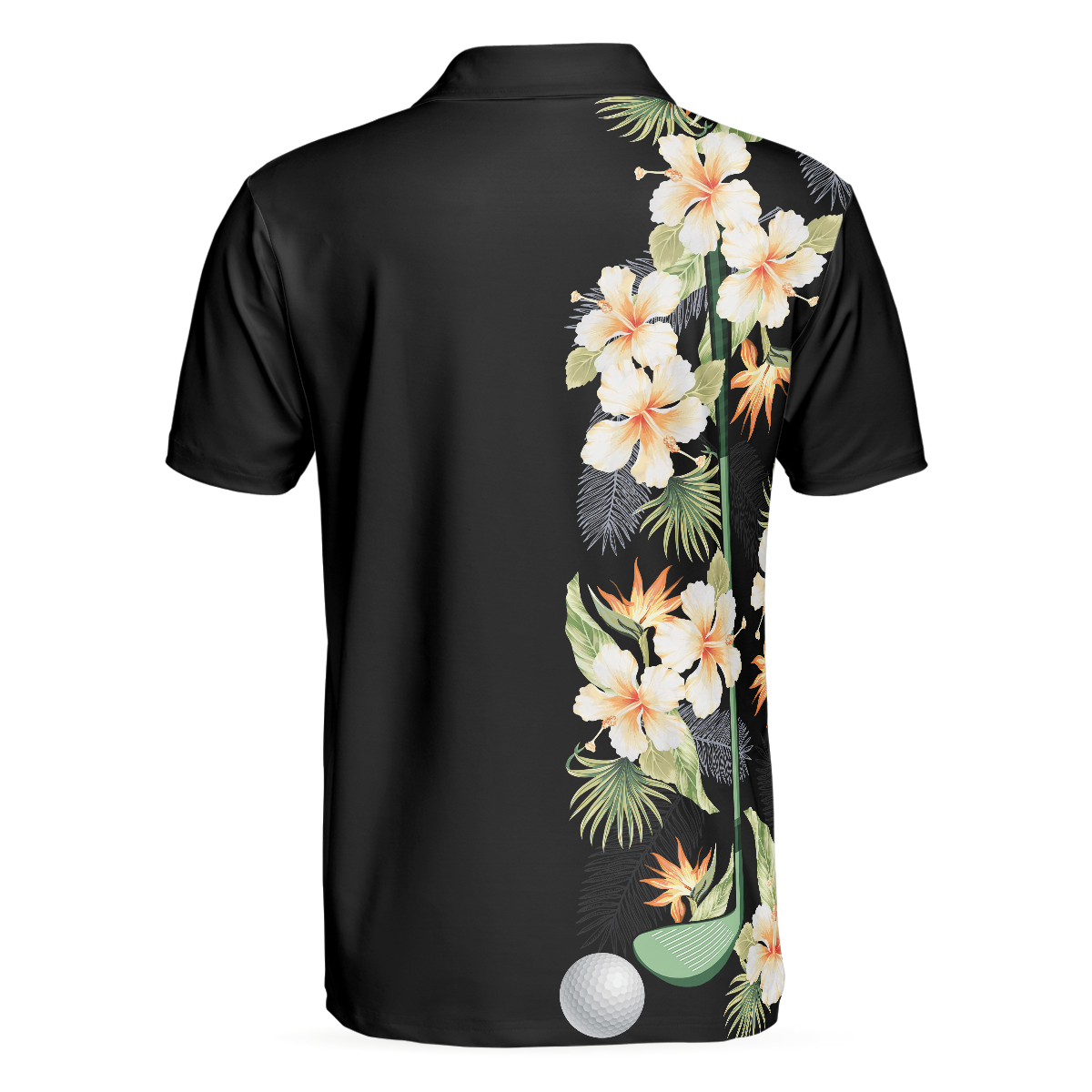 Floral Golf Club And Ball Polo Shirt, Wild Floral And Leaves Golfing Polo Shirt, Tropical Golf Shirt For Men - Hyperfavor