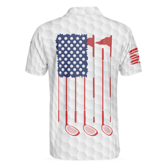 Golf American Flag Argyle Polo Shirt, White Golf Texture American Flag Polo Shirt, Patriotic Golf Shirt For Men - Hyperfavor