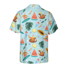 Hyperfavor Santa Beach 2 Pattern Hawaiian shirt, Christmas Shirts Short Sleeve Button Down Shirt For Men And Women - Hyperfavor