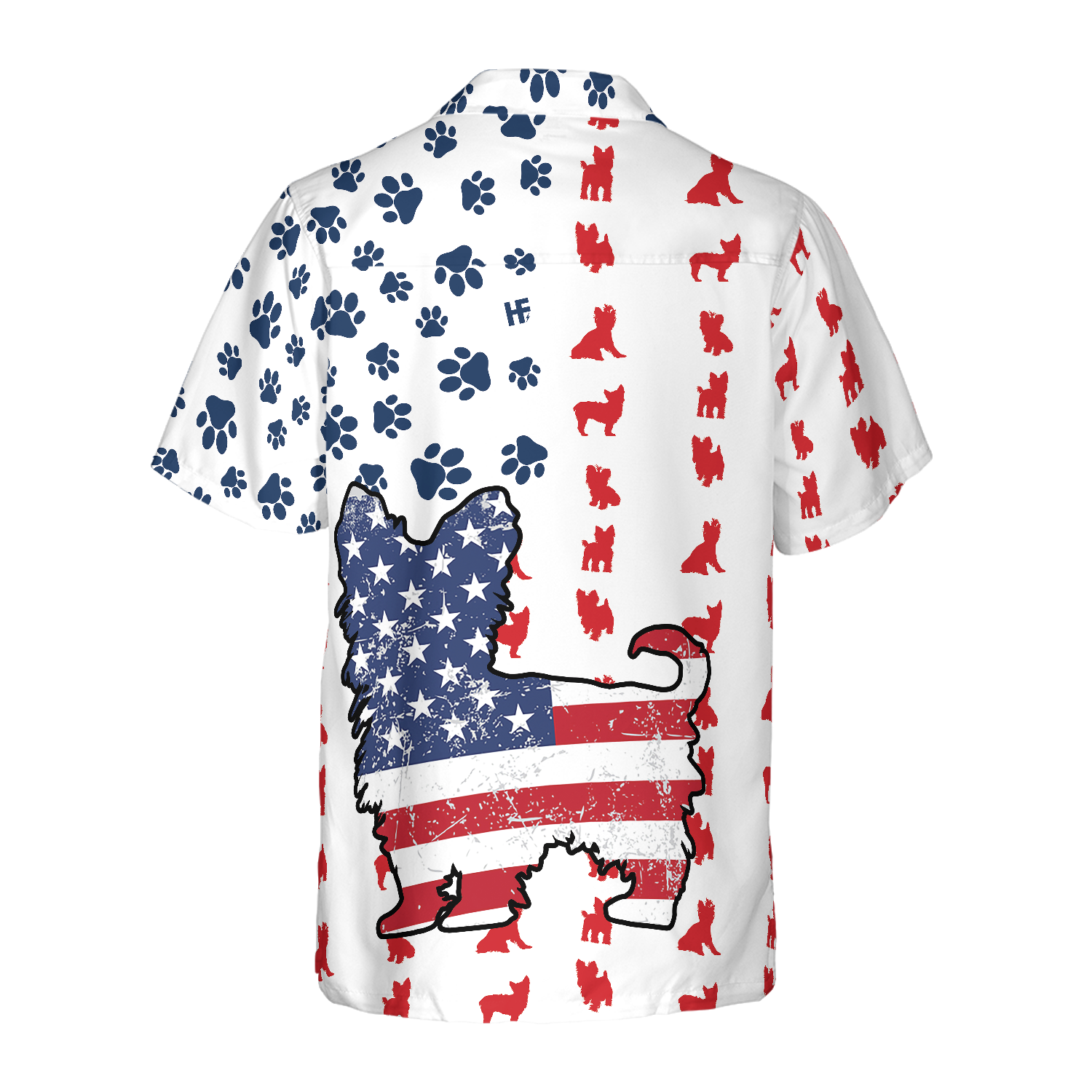 Yorkie American Flag Hawaiian Shirt - Hyperfavor