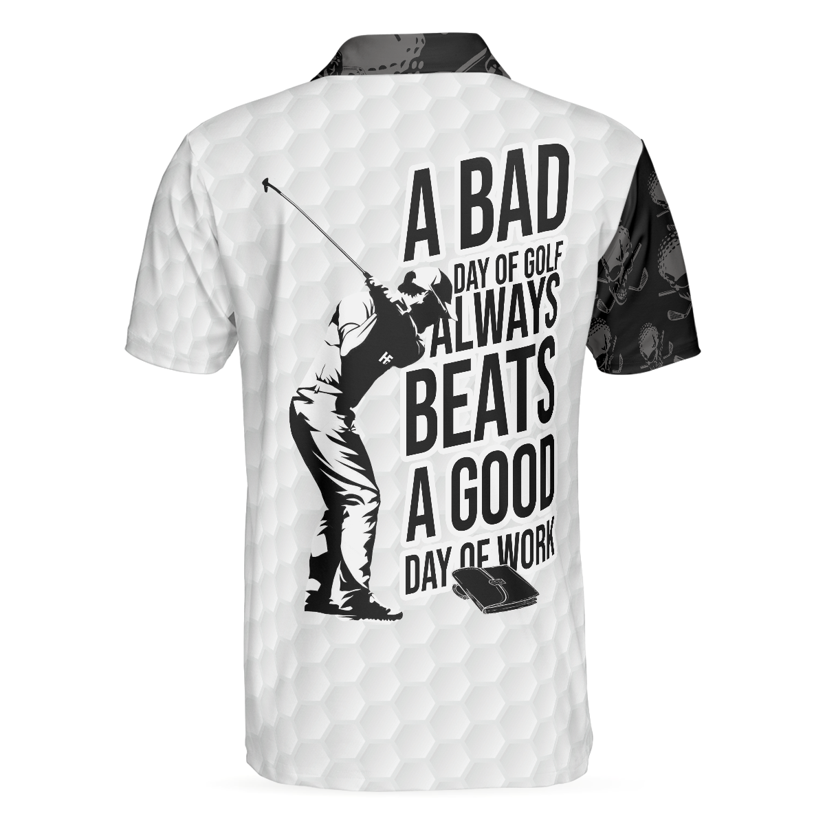 Bad Day Of Golf Polo Shirt, Black And White Skull Golf Shirt For Golfers, Funny Golf Shirt With Sayings - Hyperfavor