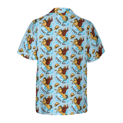 Bigfoot Cowboy Giddy Up Bigfoot Hawaiian Shirt, Sky Blue Vintage Rodeo Horse Riding Bigfoot Shirt For Men - Hyperfavor