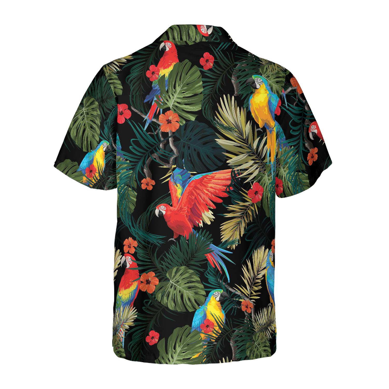 Parrots Dark Tropical Pattern Hawaiian Shirt - Hyperfavor