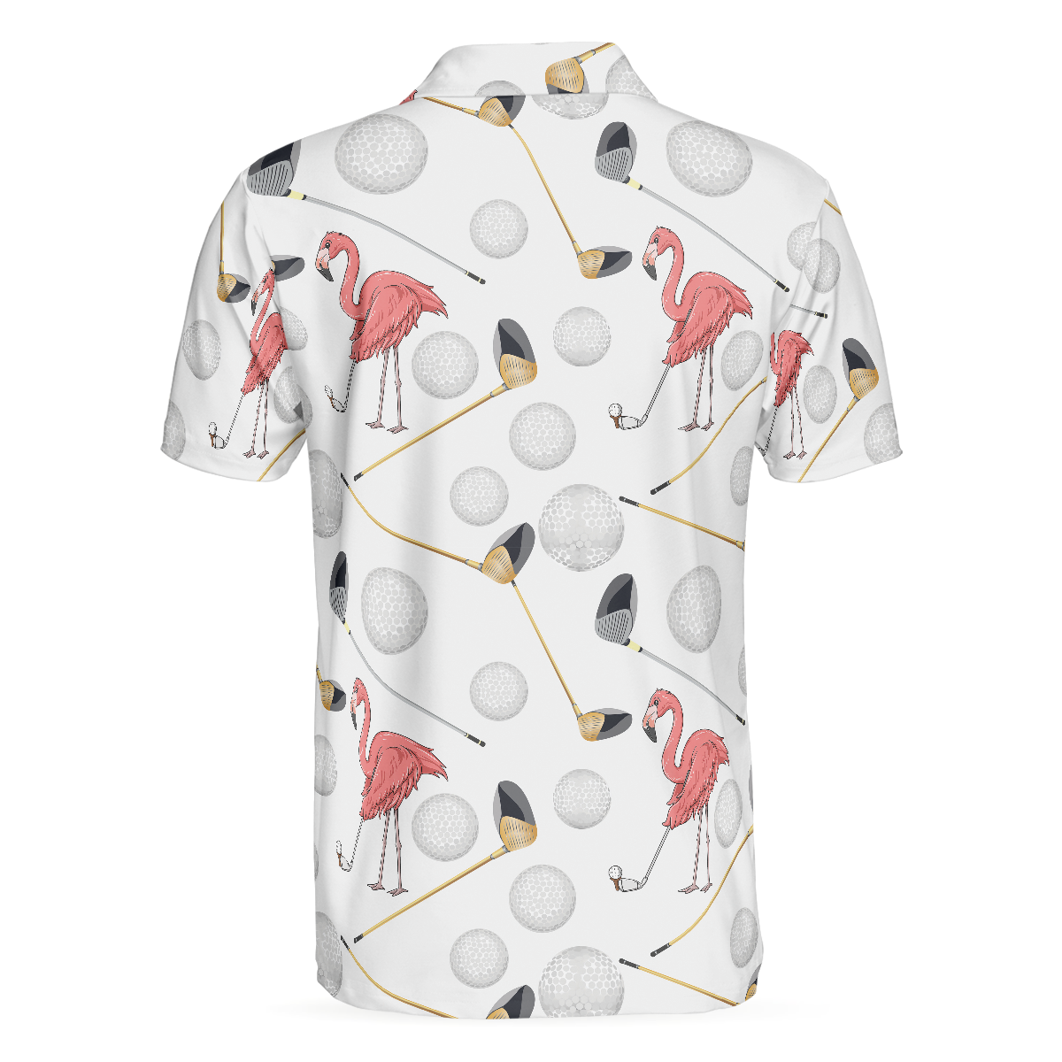 Flamingo Golfer Polo Shirt, Pink Flamingo Golf Polo Shirt, Flamingo Themed Short Sleeve Shirt For Golfers - Hyperfavor