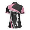 Golf Girl Black White And Pink Short Sleeve Women Polo Shirt, Best Golf Gift For Women - Hyperfavor