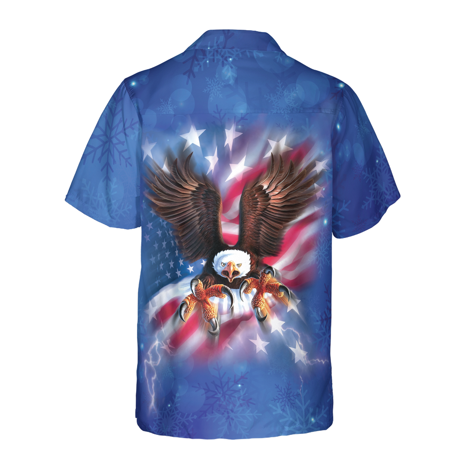 Hyperfavor Christmas Hawaiian Shirts For Men and Women, Eagle Fly With America Flag Hawaiian Shirt Button Down Shirt Short Sleeve - Hyperfavor