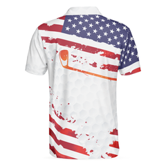 Golf Swing Abstract with American Flag Men Polo Shirt - Hyperfavor