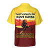 Bigfoot Darryl Love Kayak & Hate People Bigfoot Hawaiian Shirt, Dawn Palette Black And Yellow Kayaking Bigfoot Shirt For Men - Hyperfavor