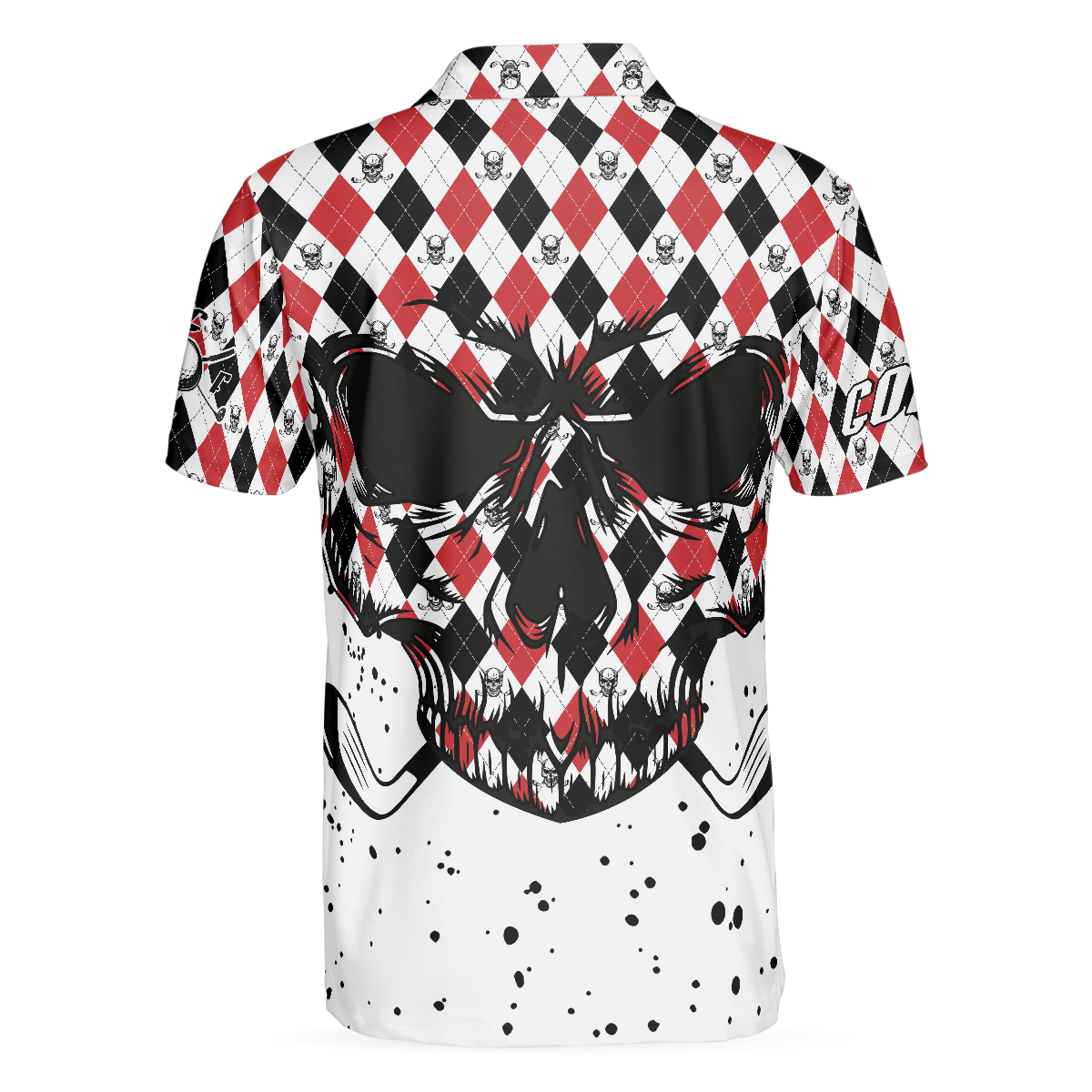 Golf Skull Red Black And White Pattern Polo Shirt, Argyle Pattern Polo Shirt, Best Golf Shirt For Men - Hyperfavor