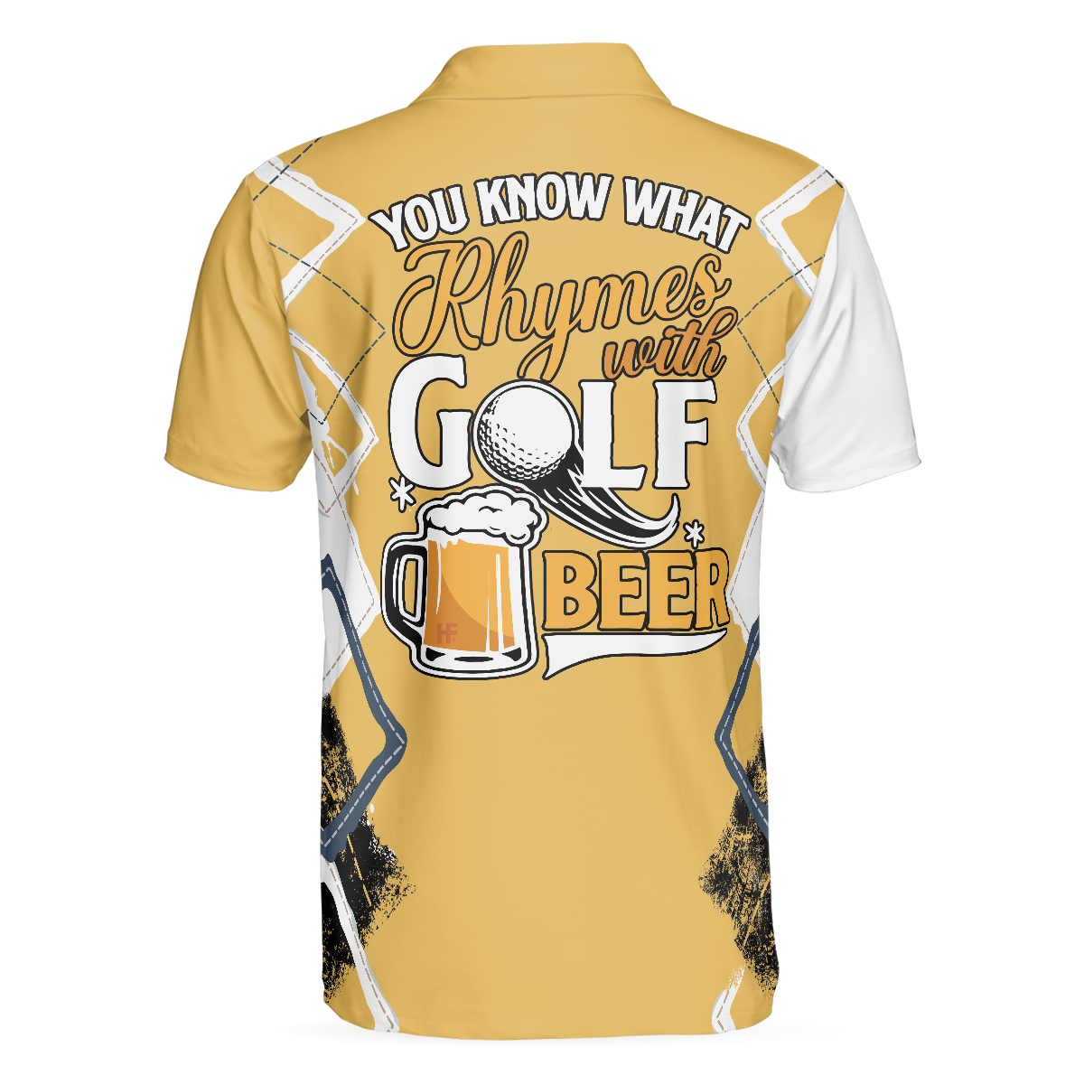 You Know What Rhymes With Golf Beer Polo Shirt, Funny Golf Shirt For Men, Yellow And White Beer Shirt - Hyperfavor