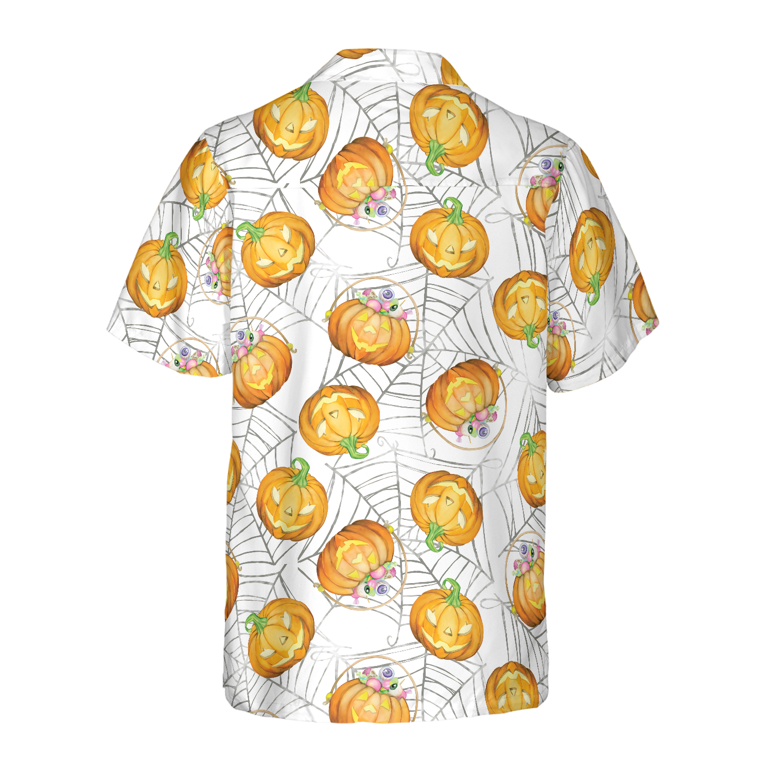 Pumpkin Candy Halloween Spider Web Hawaiian Shirt - Hyperfavor