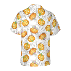 Pumpkin Candy Halloween Spider Web Hawaiian Shirt - Hyperfavor