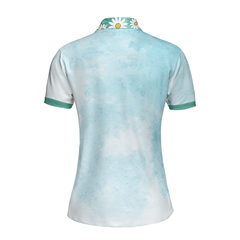 Life Is Better On The Golf Course Golf Girl Short Sleeve Women Polo Shirt, Light Blue Tie Dye Golf Shirt For Ladies - Hyperfavor