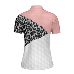 Golf Ball Texture With Leopard Pattern Golf Short Sleeve Women Polo Shirt, Golf Shirt For Female Golfers - Hyperfavor