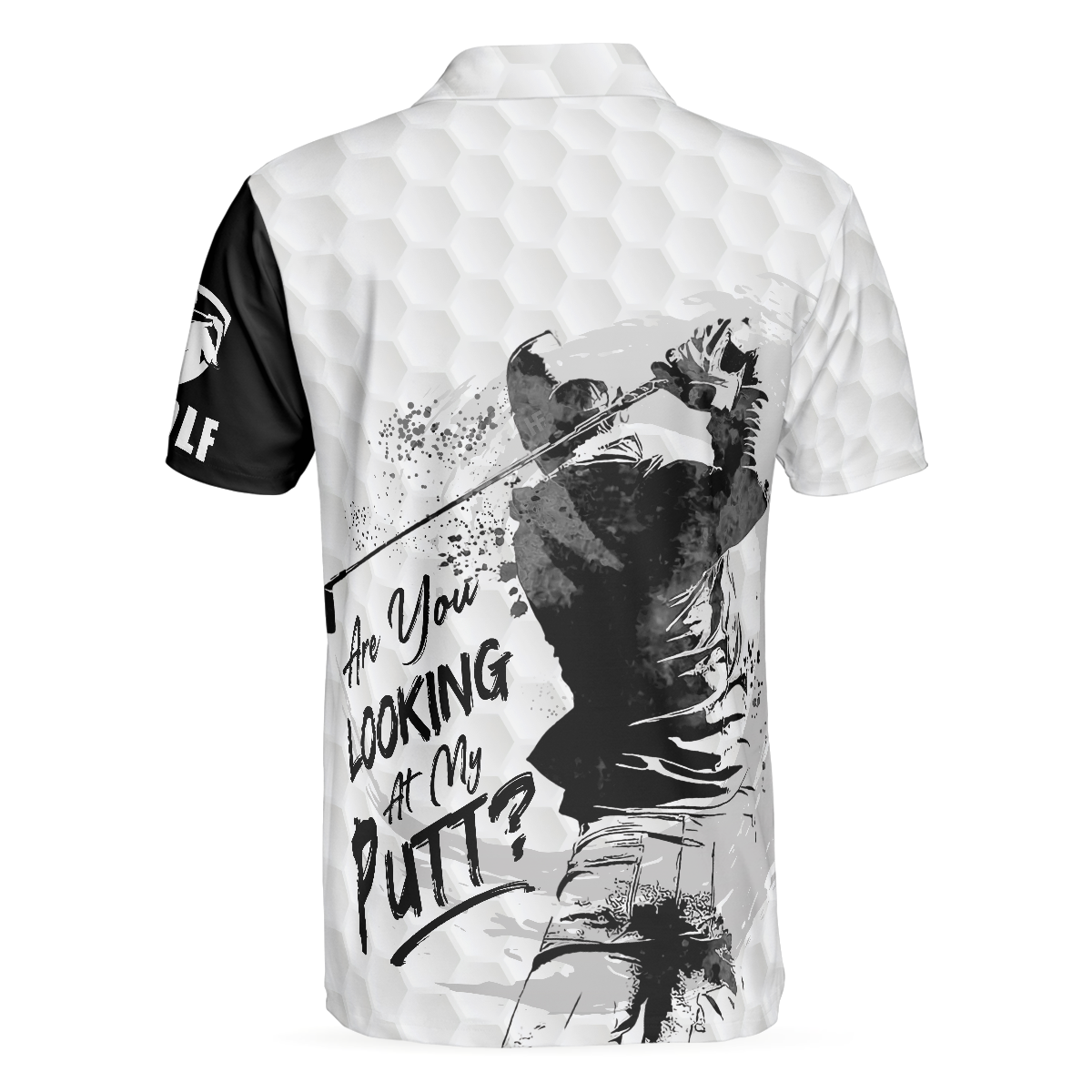 Black & White Are You Looking At My Putt Golf Polo Shirt, Black And Golf Pattern Polo Shirt, Sarcastic Golf Shirt For Men - Hyperfavor