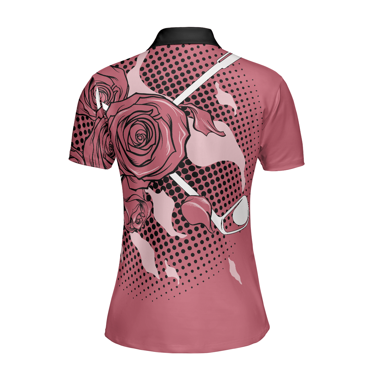 Golf Pink Skull Ladies Short Sleeve Women Polo Shirt, Rose Golf Shirt For Ladies, Cool Female Golf Gift - Hyperfavor